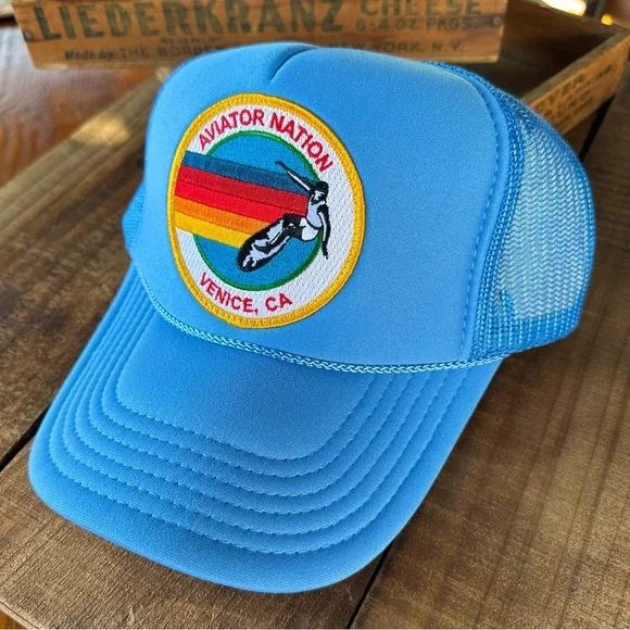 Aviator Nation Venice Trucker Hat Rare Aviator Nation Trucker Hat Surf Venice Malibu Black  main image 4